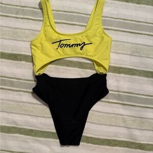 Tommy Hilfiger Bold Yellow and Black One-Piece Swimsuit